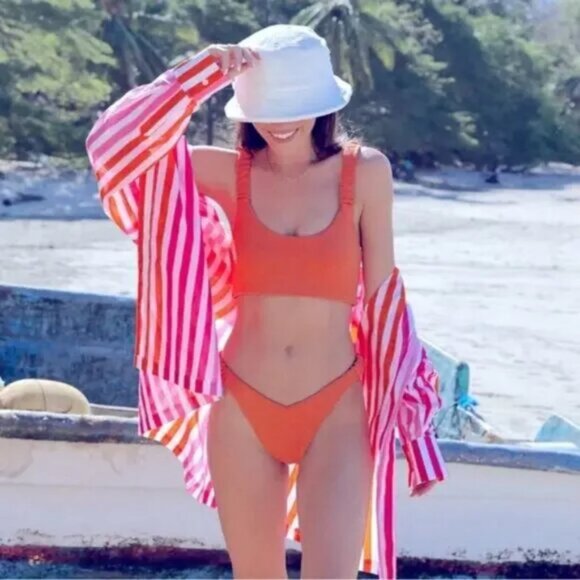 NWoT Beach Riot Revolve Alexa Shirt Dress Top Sunset Stripes Coverup size S/M - Picture 9 of 13